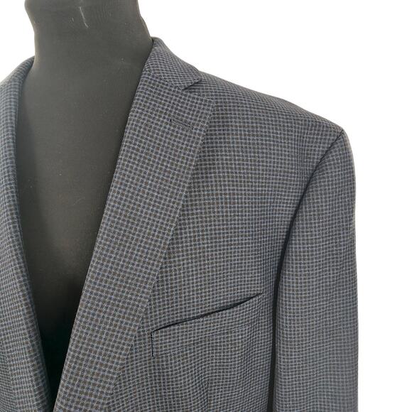 Michael Kors Men's Blazer Coat Jacket Size 46L 2 Button Plaid Polyester Blend - Picture 2 of 6